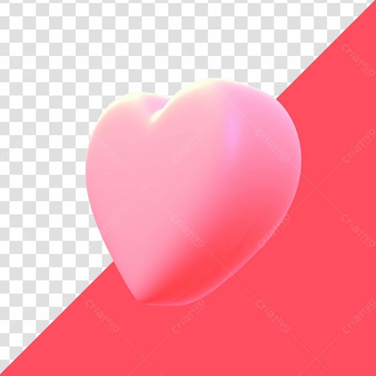 Coração 3D Romântico para Dia dos Namorados PSD Editável