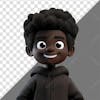 3d render, cartoon character, happy african boy, cute illustration.