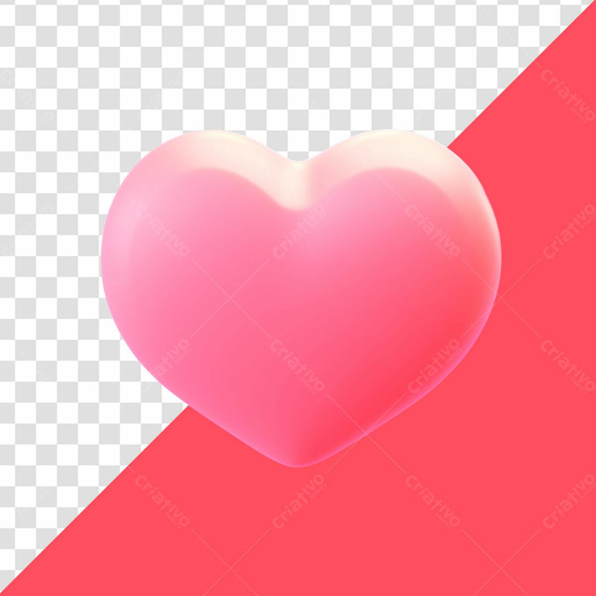 Coração 3D para Dia dos Namorados PSD Editável
