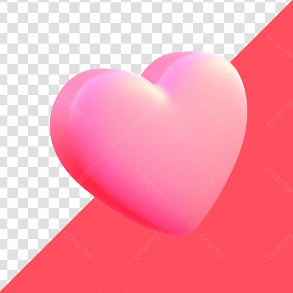 Coração 3D para Dia dos Namorados PSD Editável