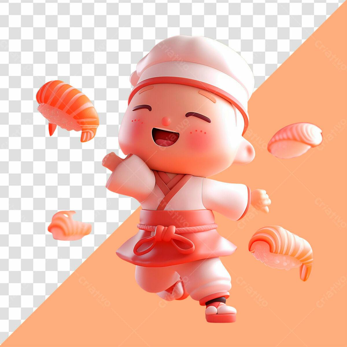 Personagem Sushiman 3D PSD Editável