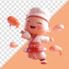 Cute sushi chef 3d isolated render transparent background png psd