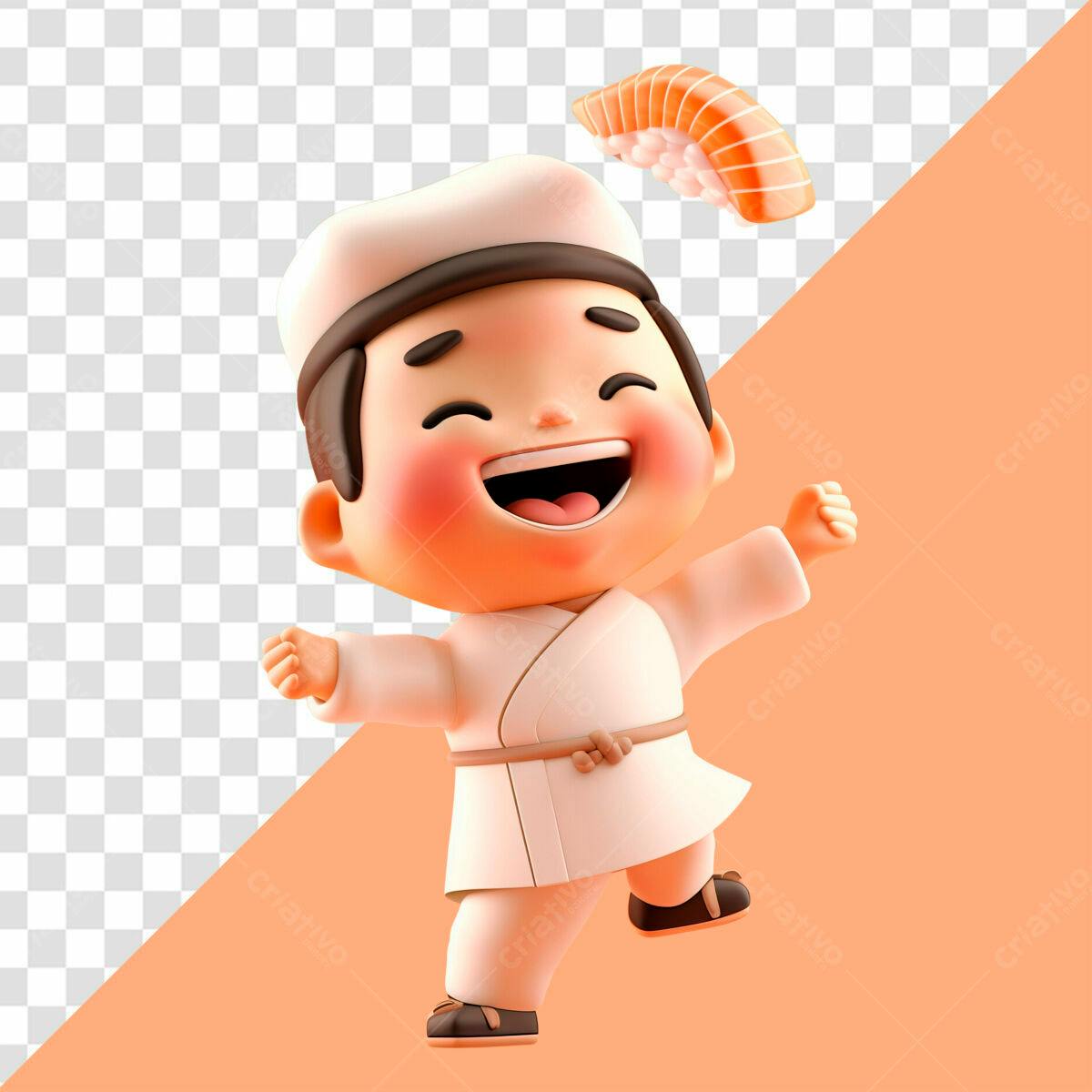 Personagem Cartoon Sushiman PSD Editável