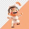 Cute sushi chef 3d isolated render transparent background png psd