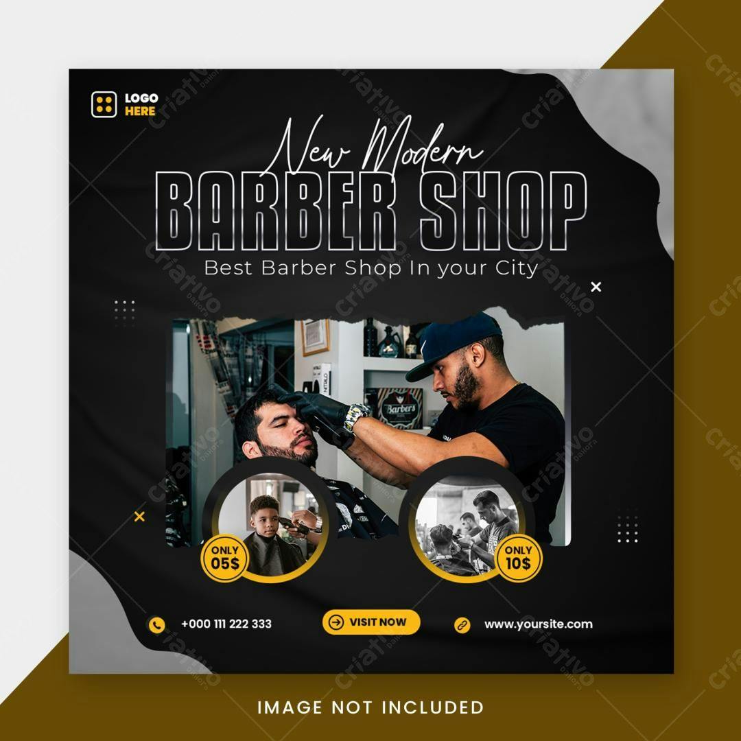 Flyer para Barbearia Moderna PSD Editável