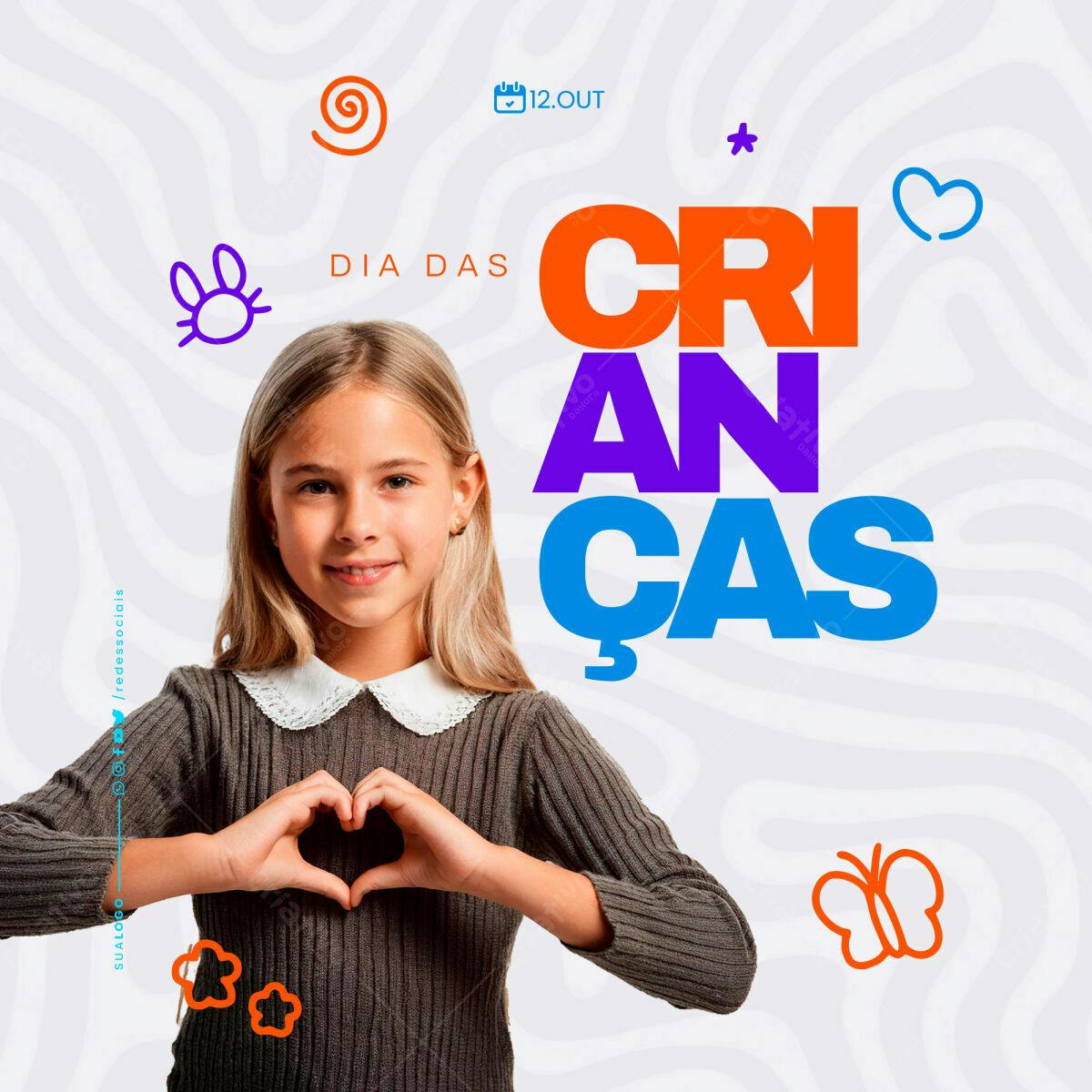 Post para o Dia das Crianças PSD Editável