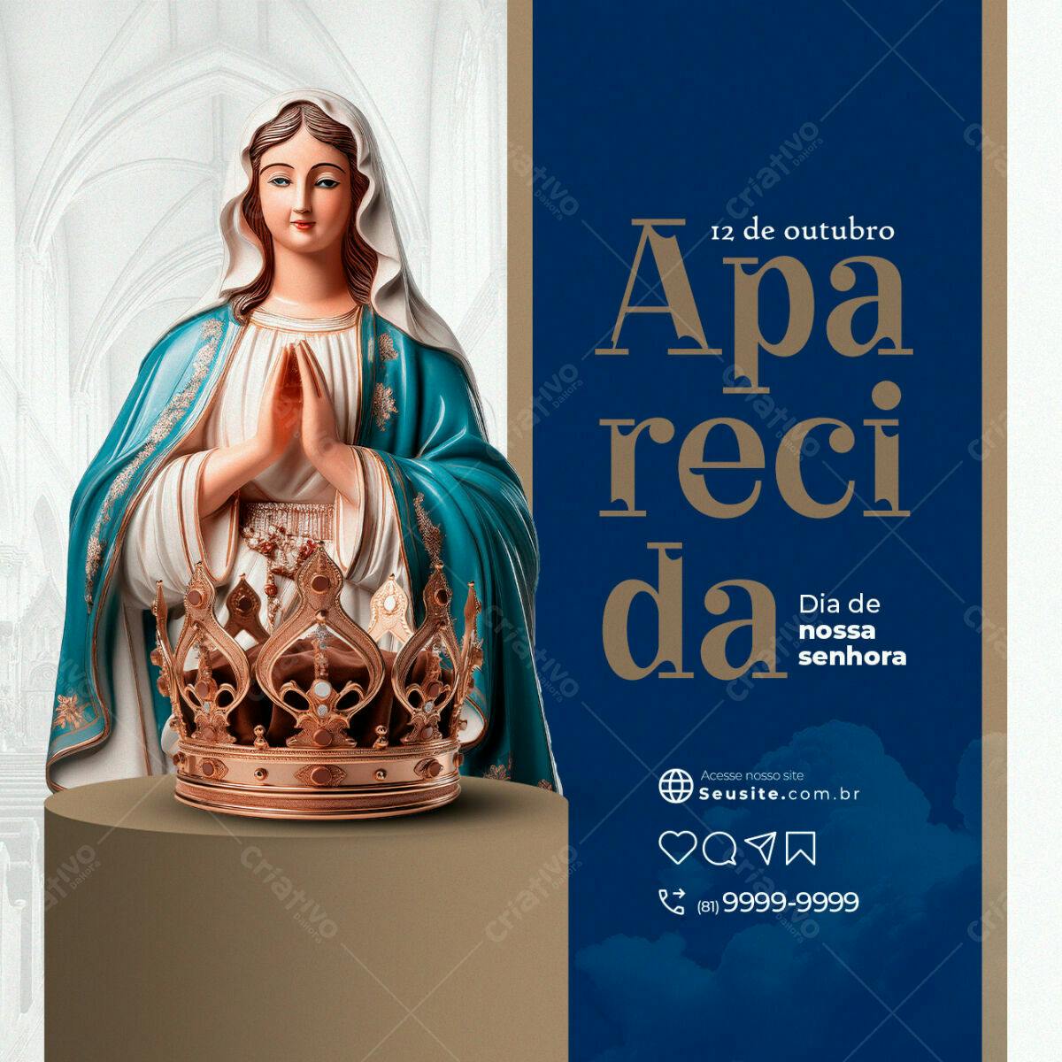 Flyer Dia de Nossa Senhora Aparecida PSD Editável