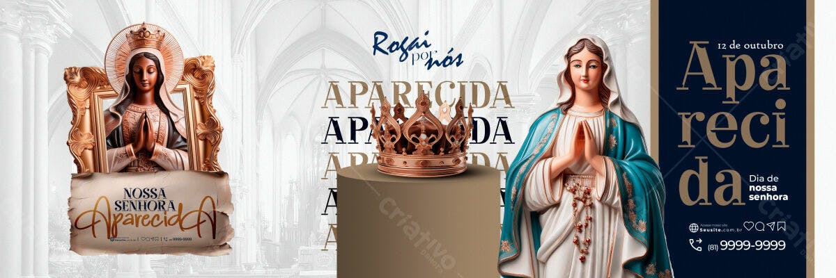 Flyer para o Dia de Nossa Senhora Aparecida PSD Editável