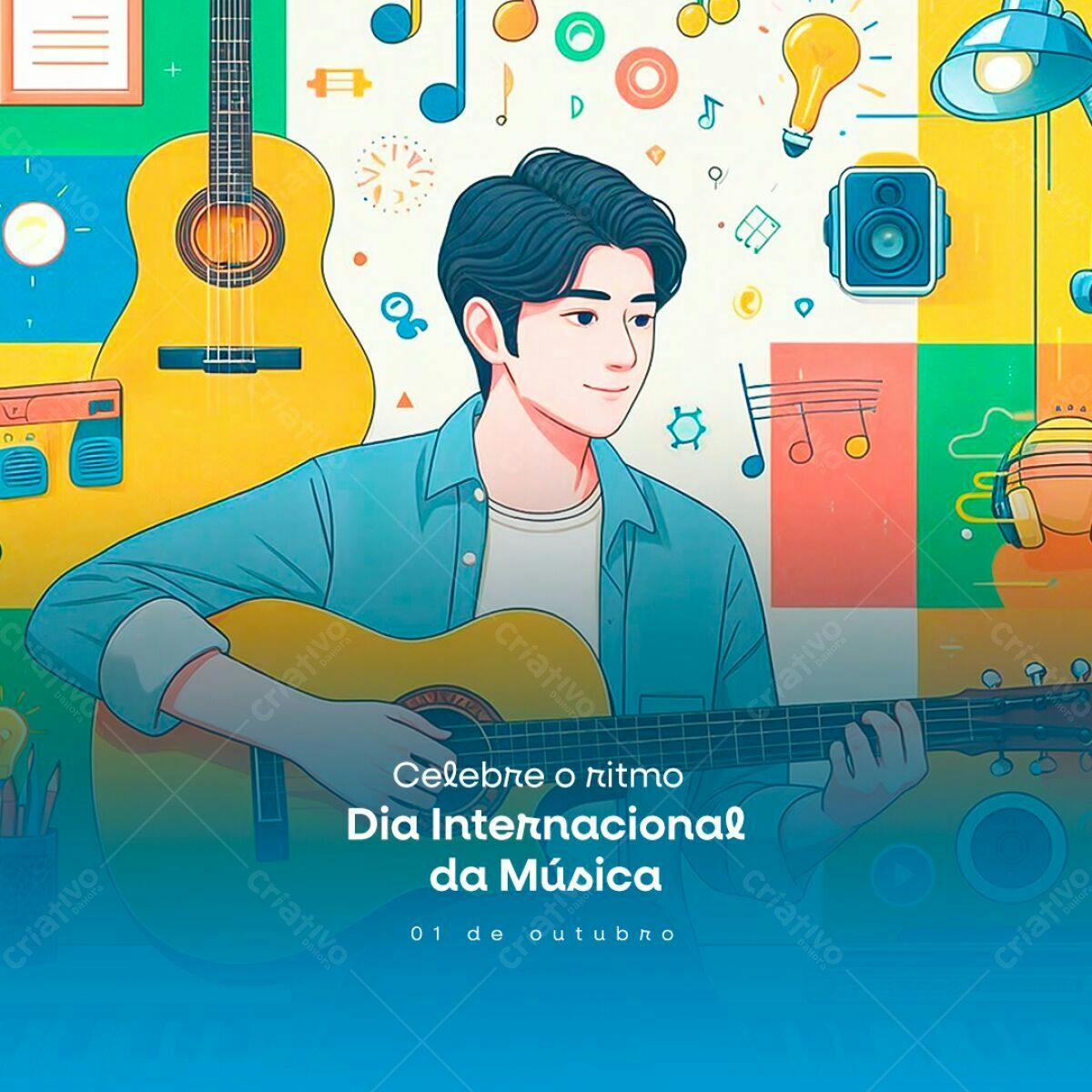 Flyer Dia Internacional da Música PSD Editável