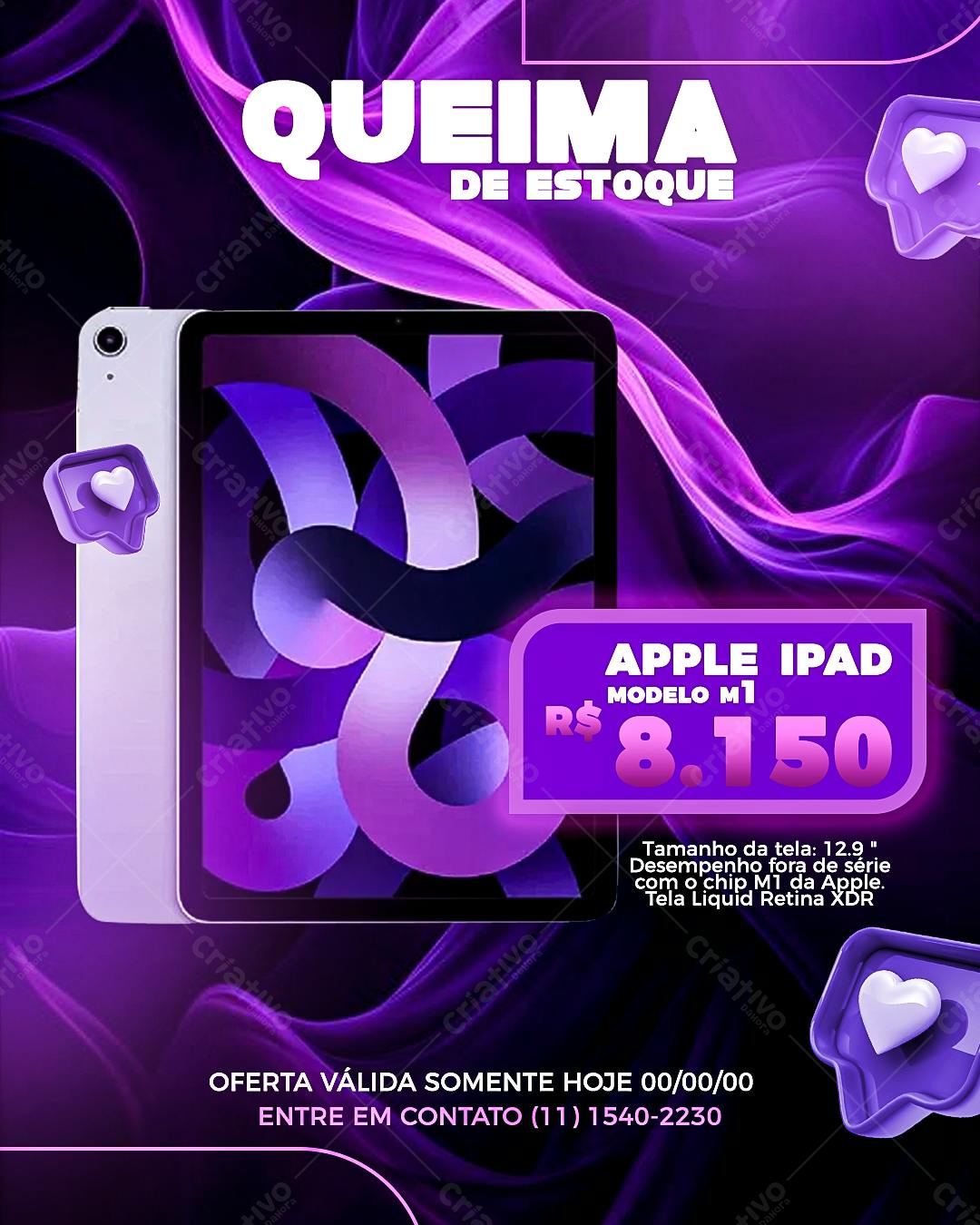 Flyer Queima de Estoque Apple iPad PSD Editável