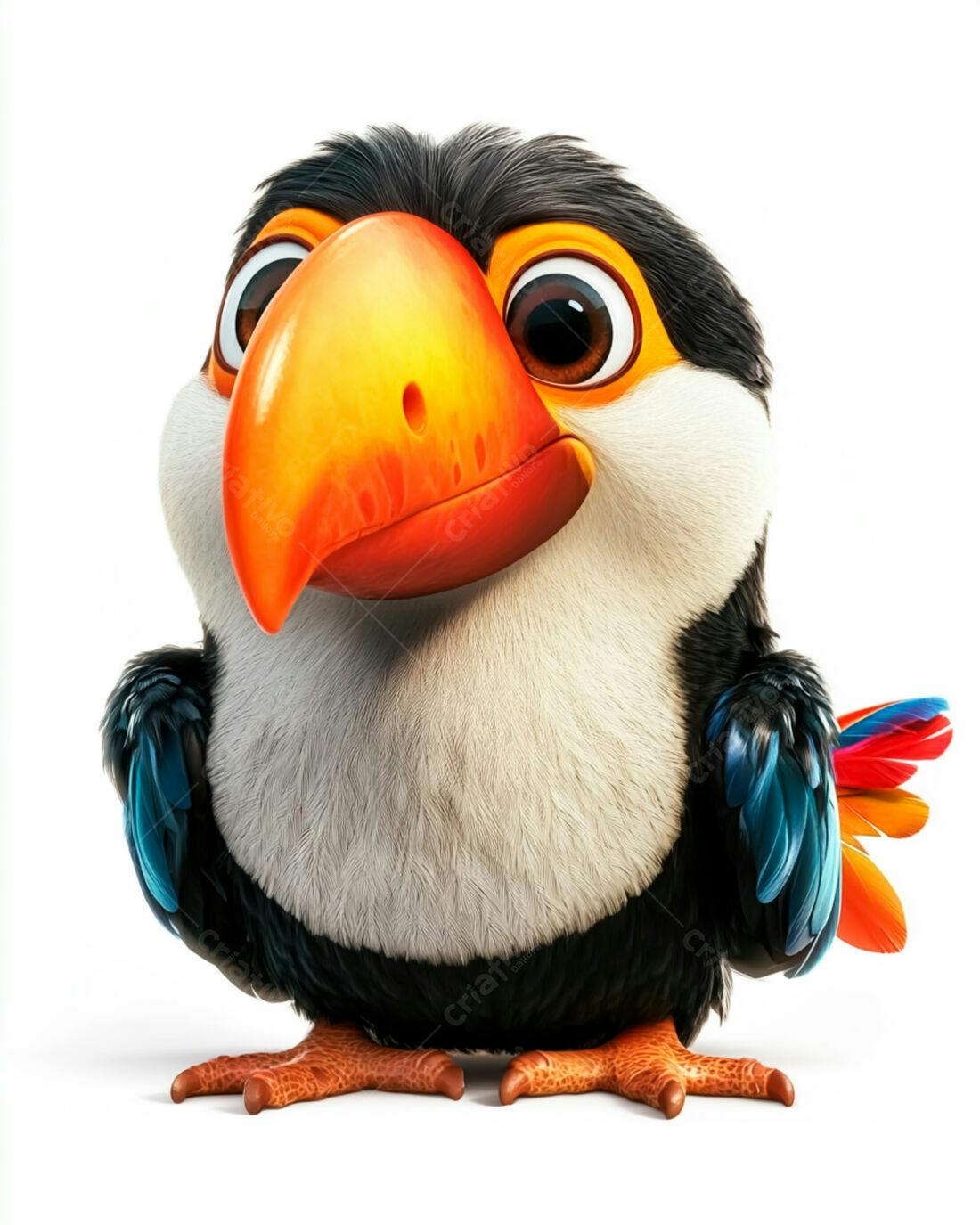 Tucano Cartoon fofo em fundo branco