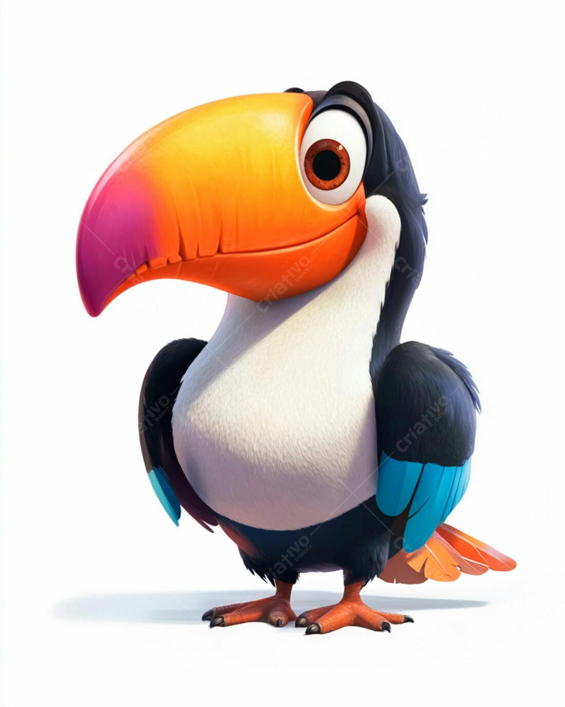 Tucano animado estilo cartoon cores vibrantes