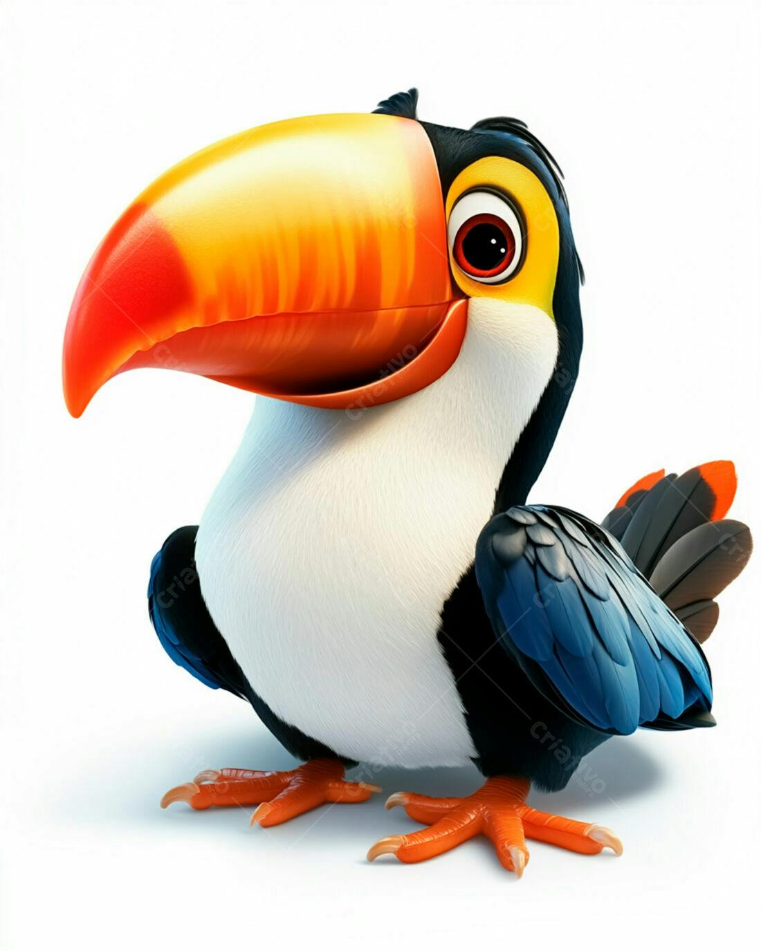 Tucano animado alegre fundo branco