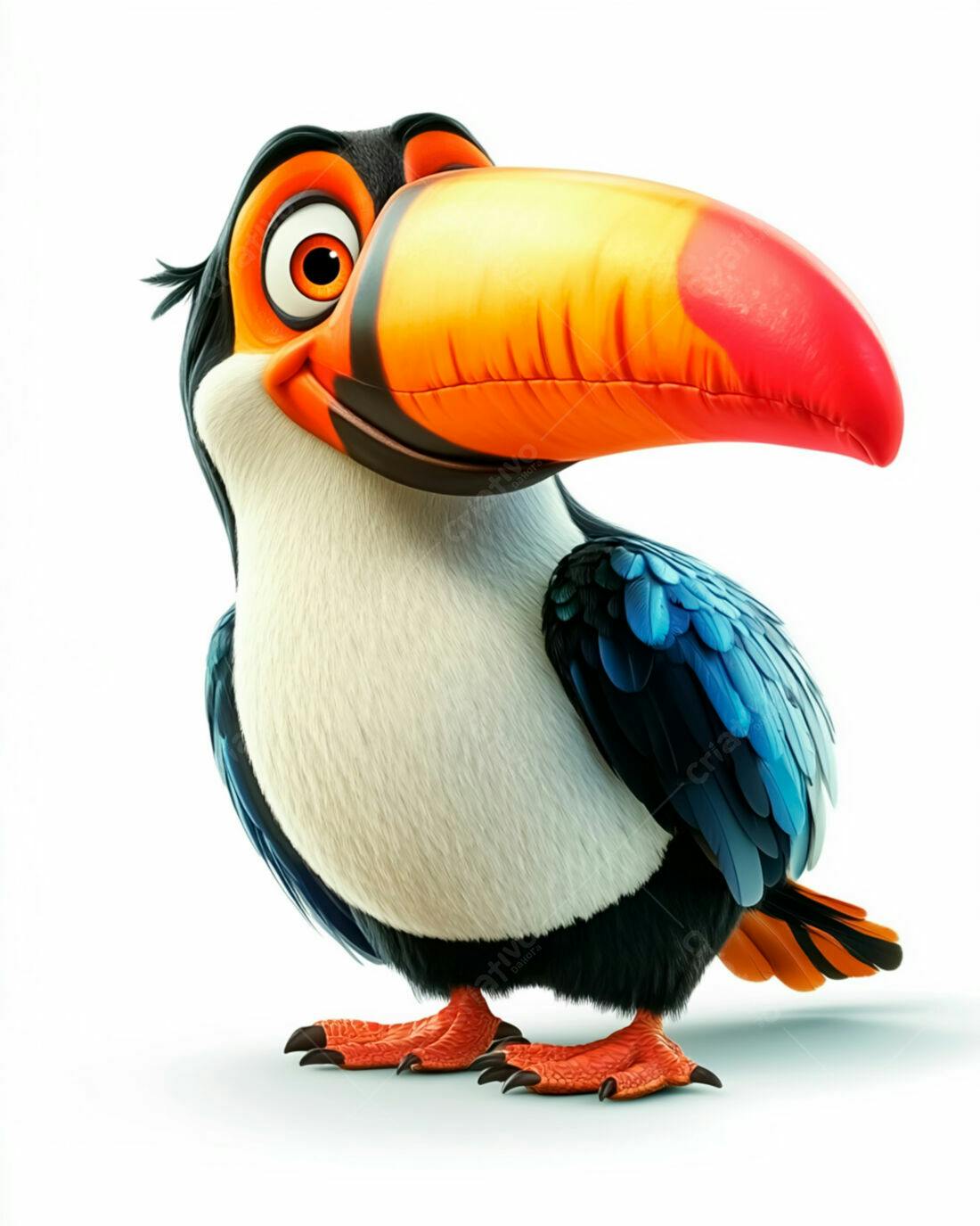 Tucano animado sorridente fundo branco