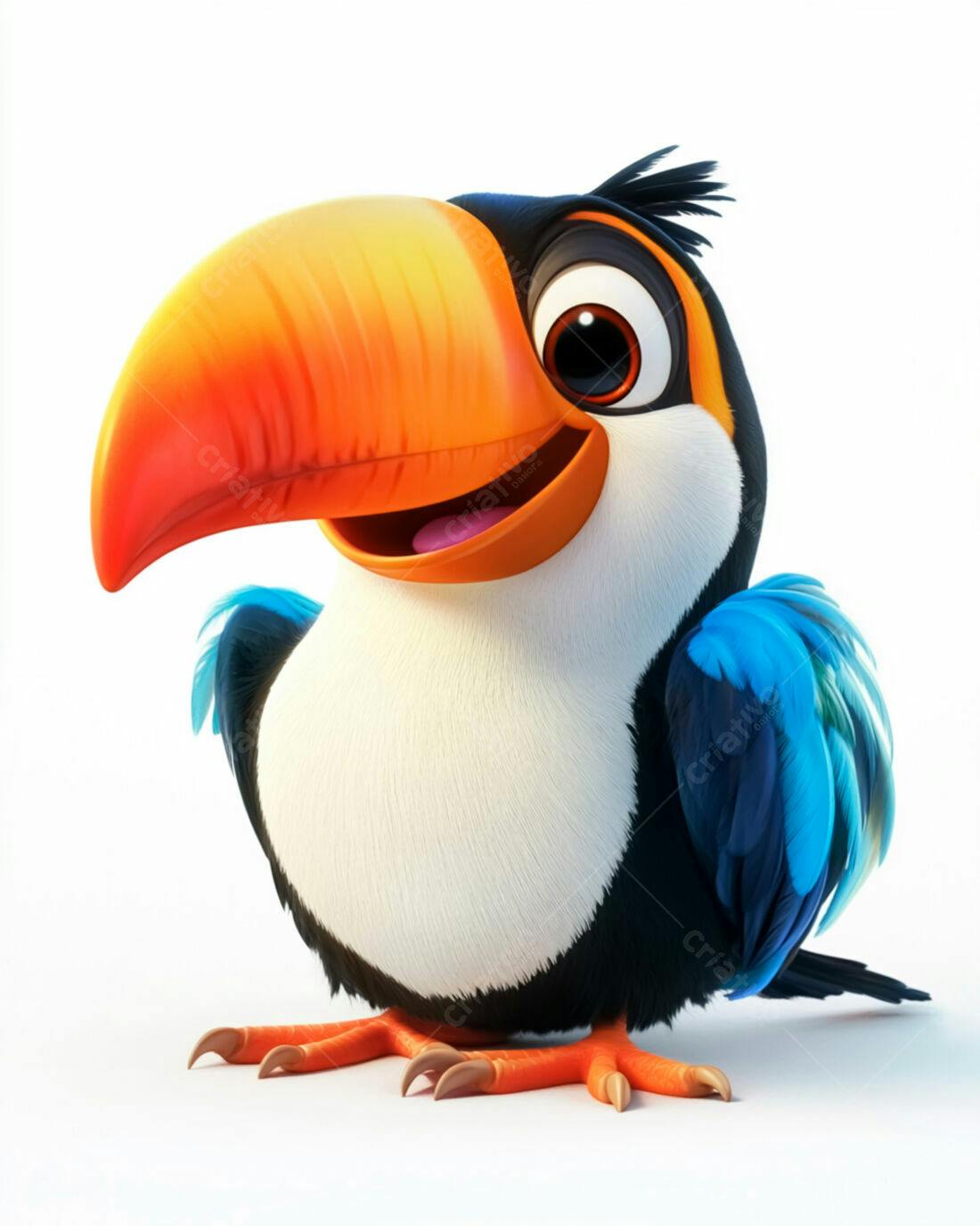 Tucano animado alegre fundo branco
