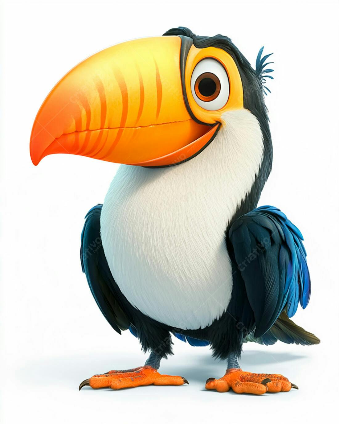 Tucano animado alegre fundo branco