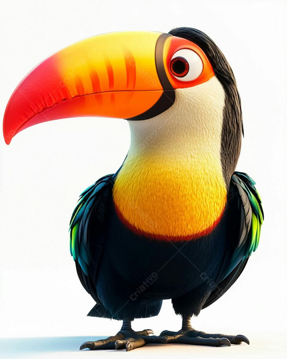 Tucano animado colorido e simpático