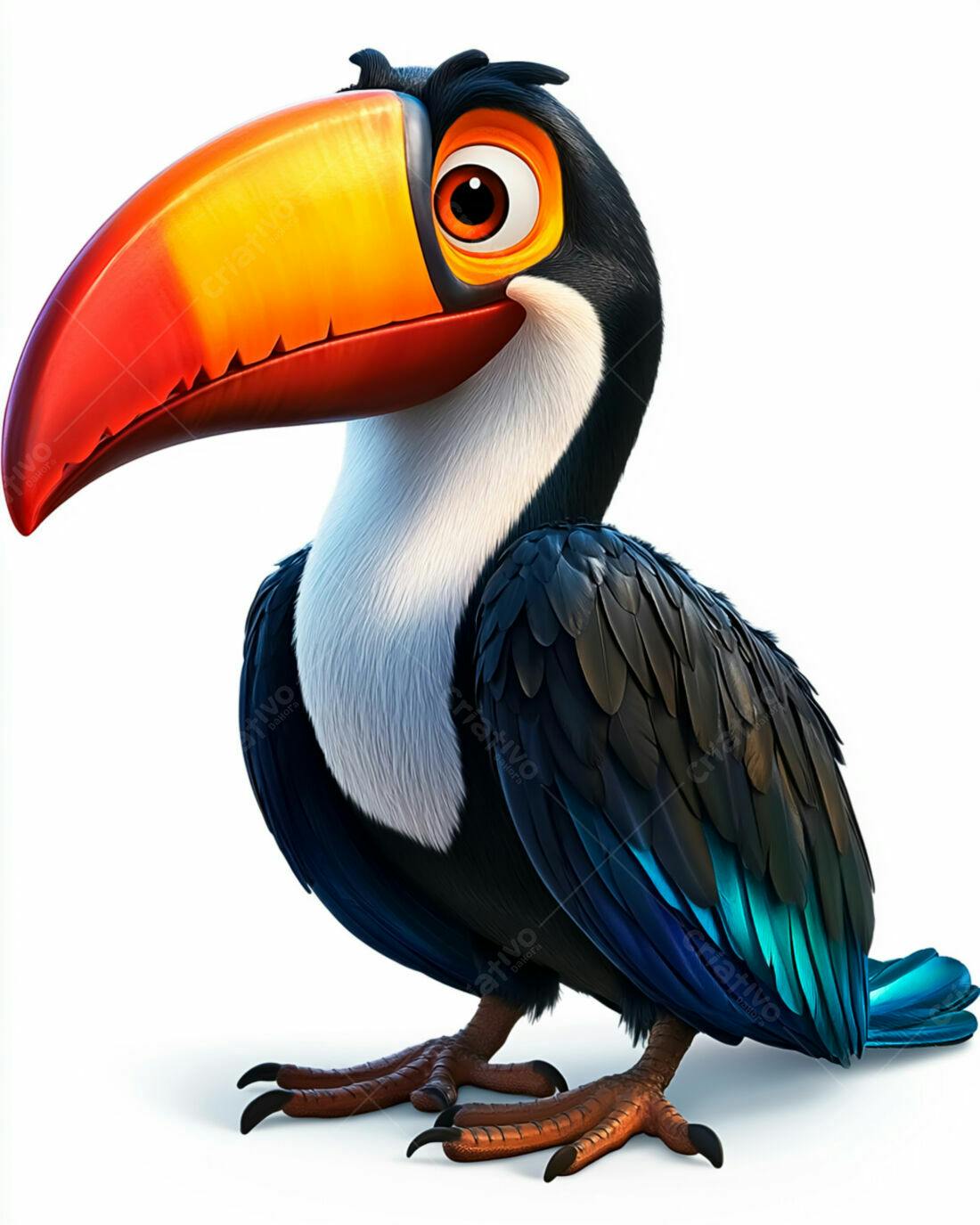Tucano animado estilo desenho colorido