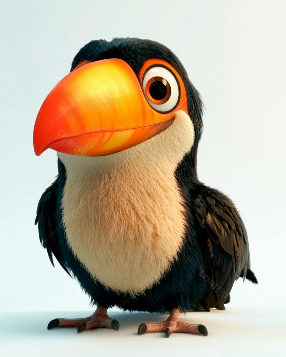 Tucano animado fofo com bico laranja