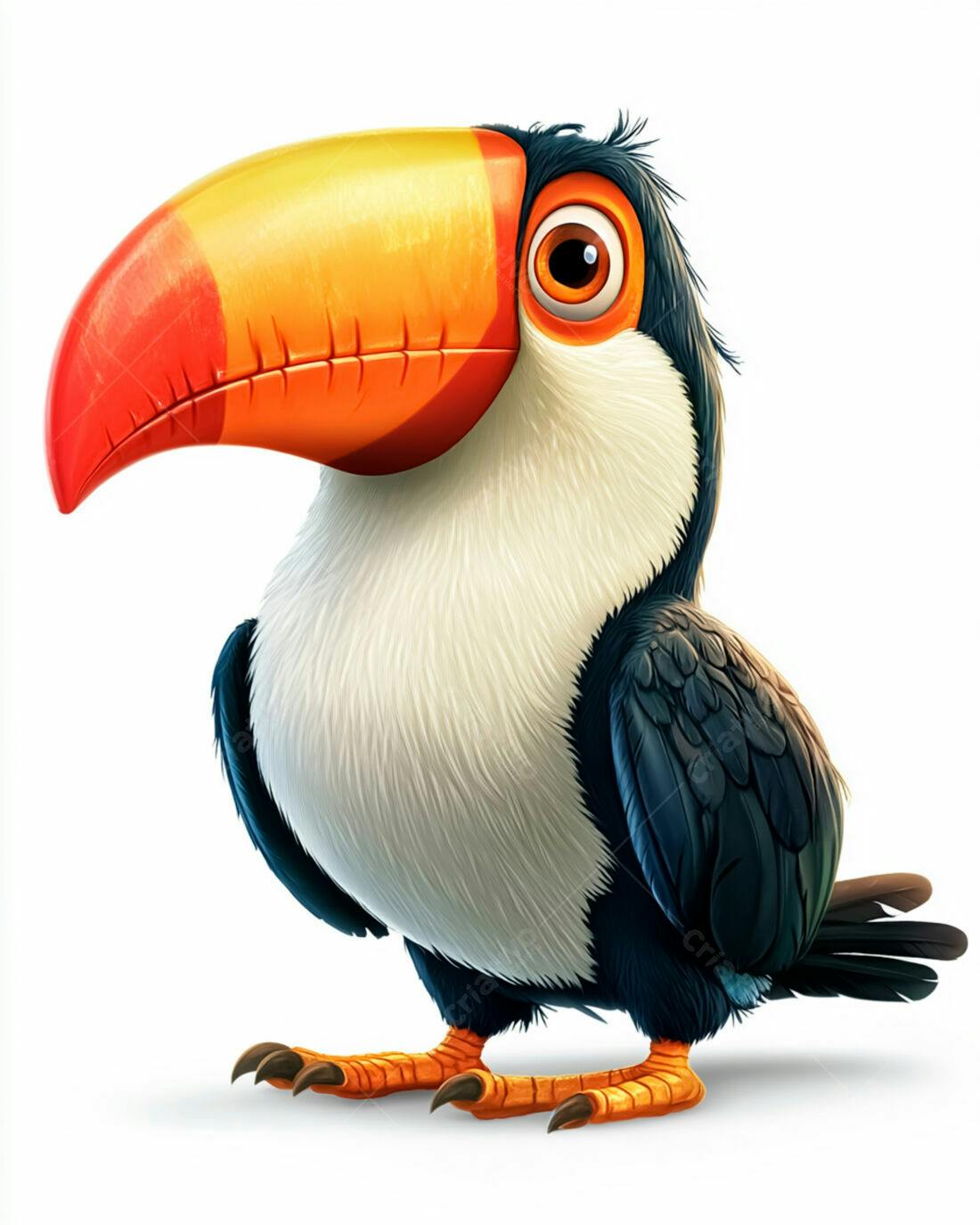 Tucano animado cores vibrantes fundo branco