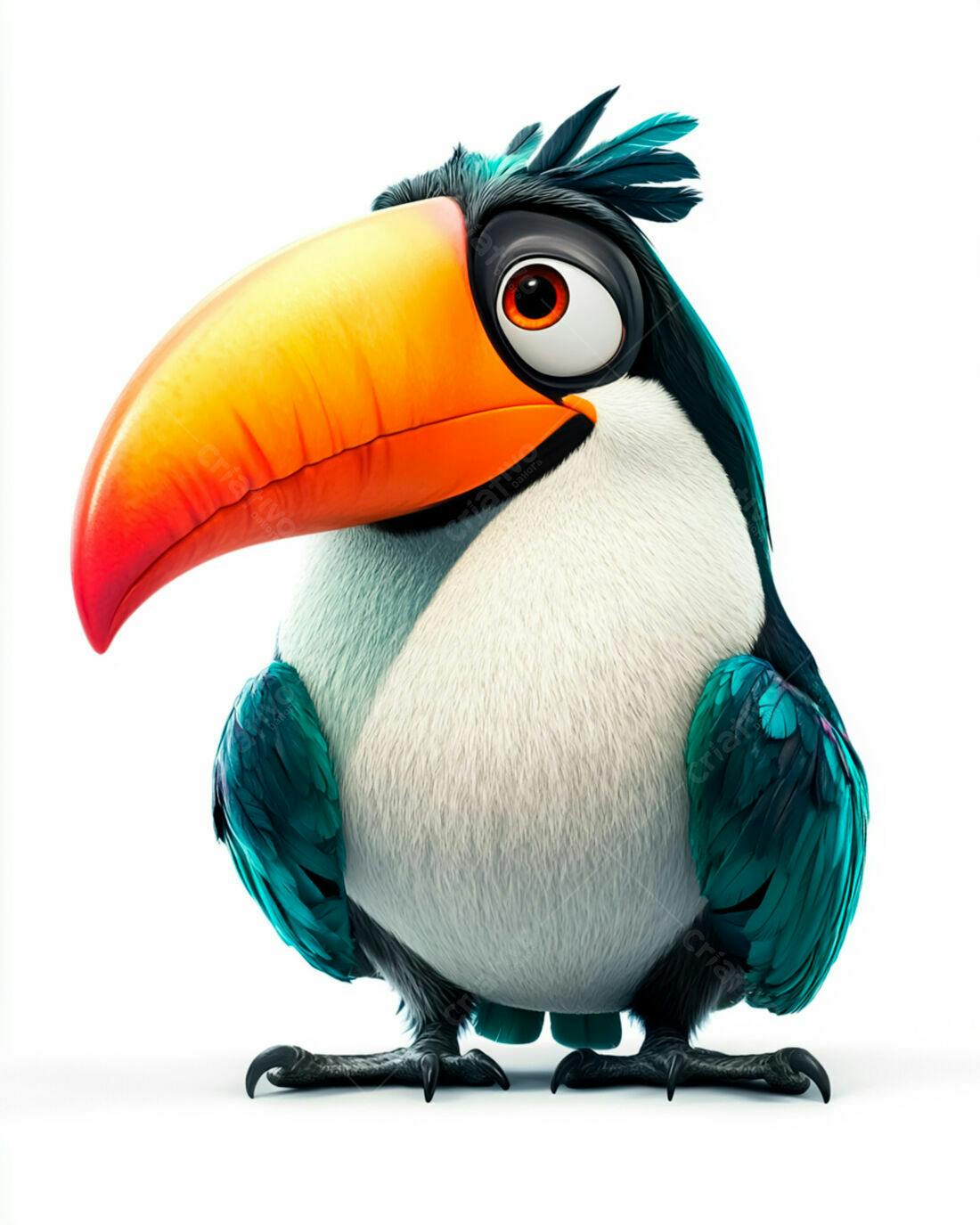 Tucano Cartoon fofo azul e laranja