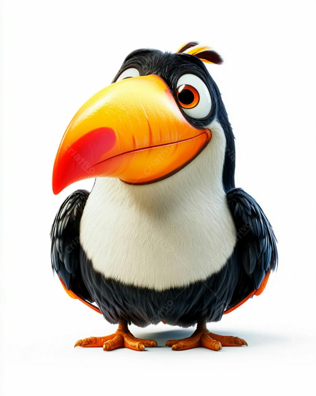 Tucano animado alegre fundo branco
