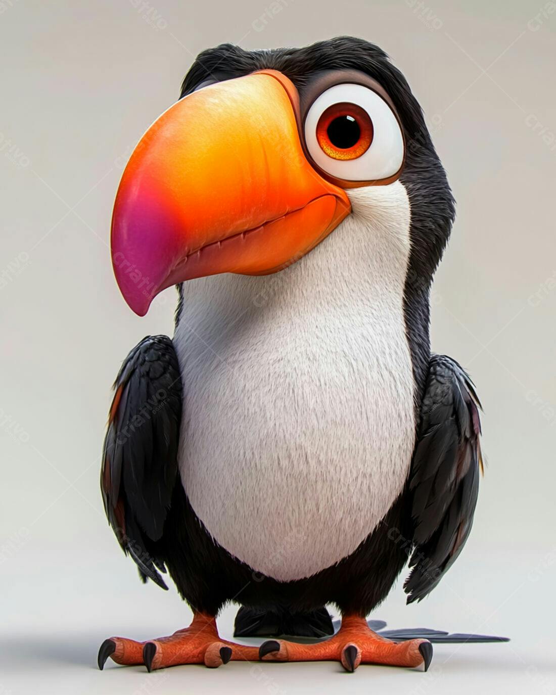 Tucano animado estilo cartoon cores vibrantes