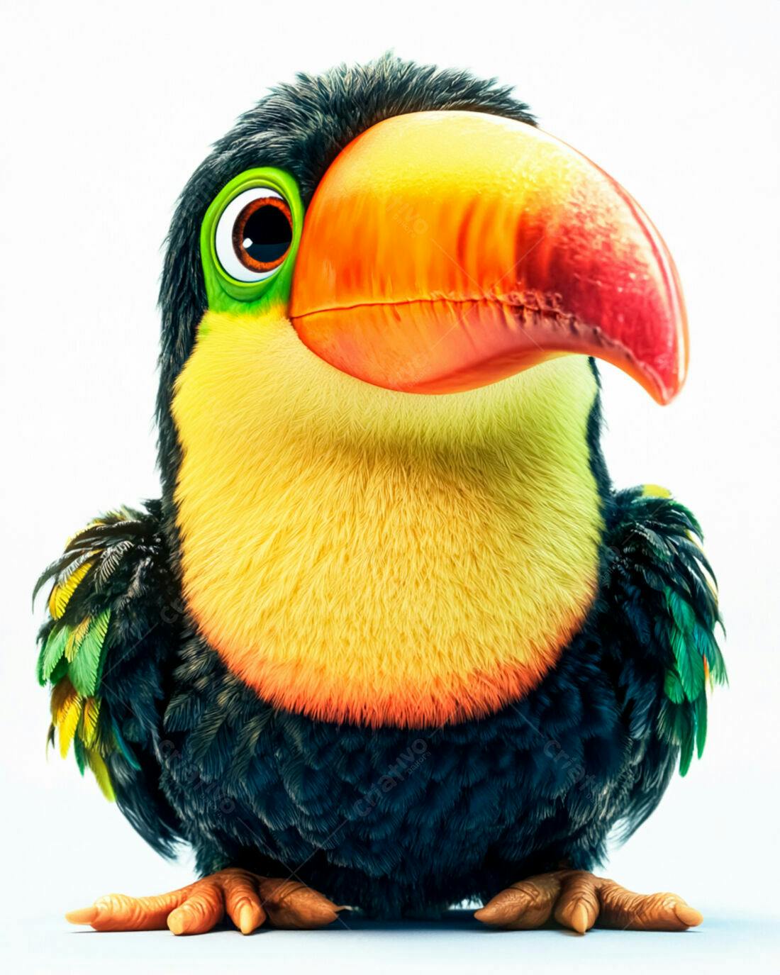 Tucano fofo em fundo branco