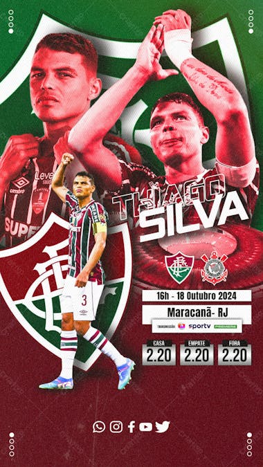 Flyer esportivo fluminense thiago silva brasileirão 2024 stories