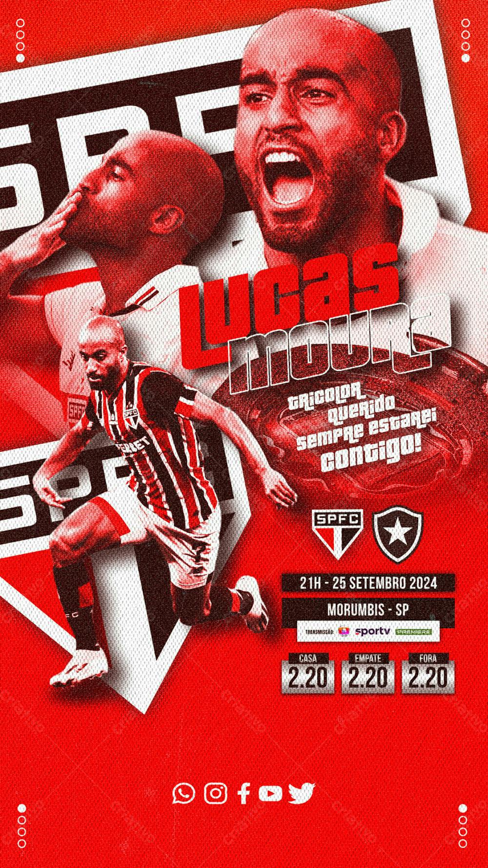 FLYER ESPORTIVO SÃO PAULO LUCAS MOURA BRASILEIRÃO 2024 STORIES 