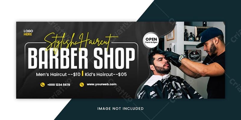 Haircut barber shop facebook cover template