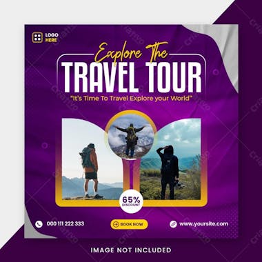 Explore the travel tour social media post banner template