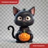 Ilustração 3d de gato preto de halloween 2