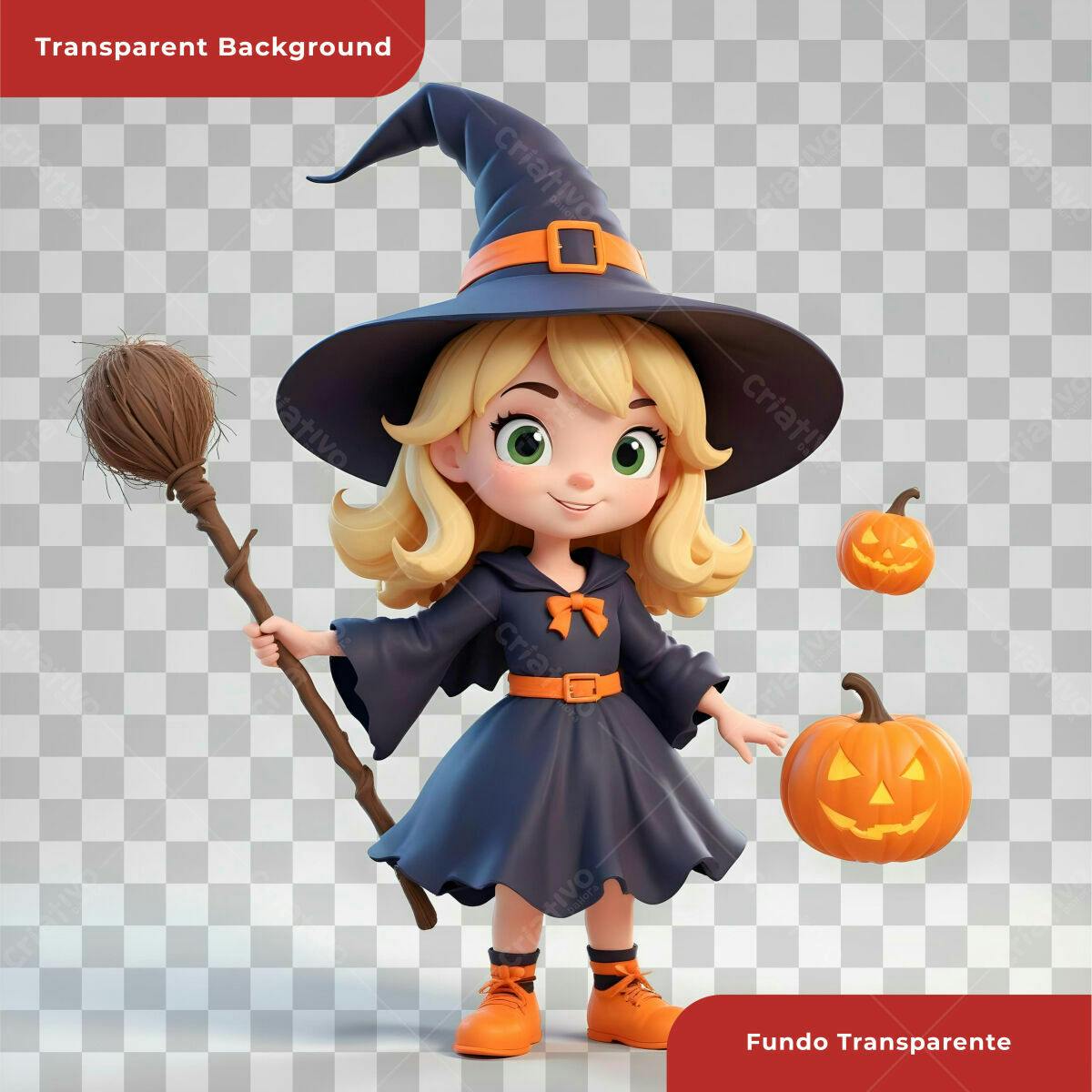Personagem Bruxinha Halloween PSD Editável