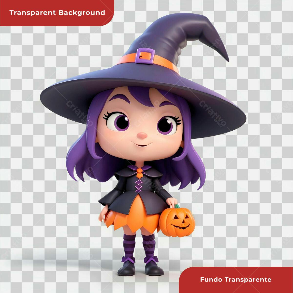 Personagem Bruxinha Halloween PSD Editável