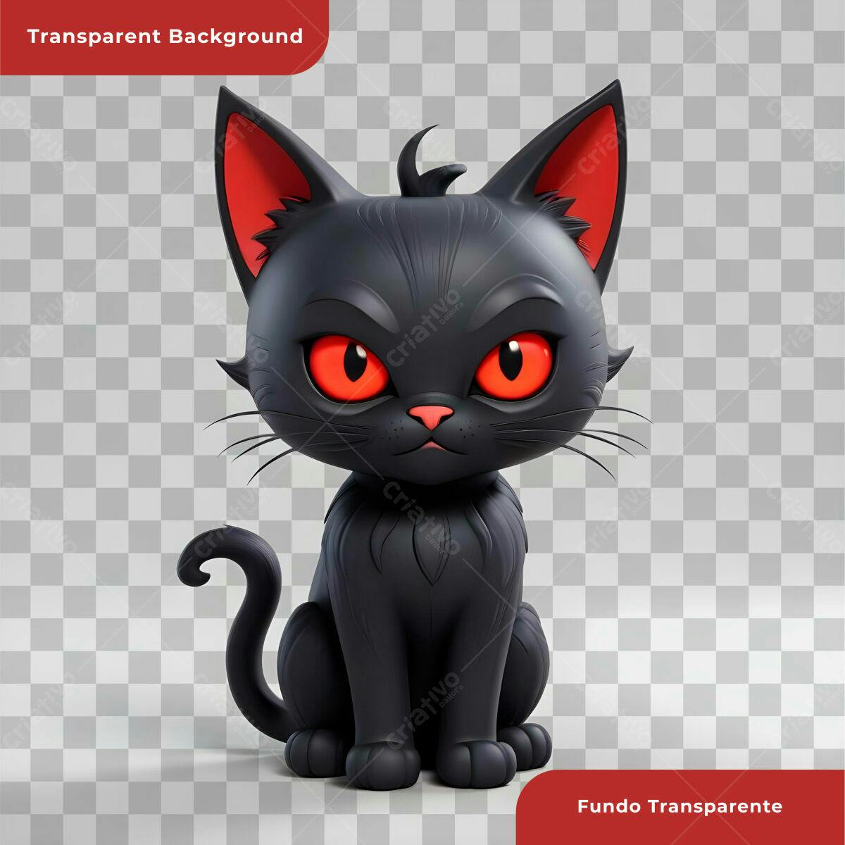 Gatinho Preto para Halloween PSD Editável