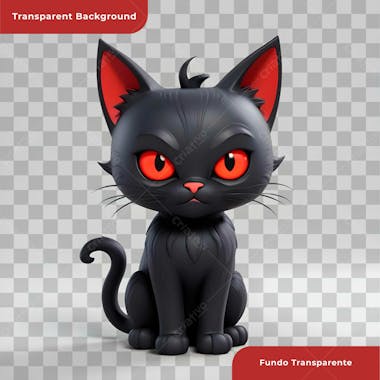 Ilustração 3d de gato preto de halloween 1