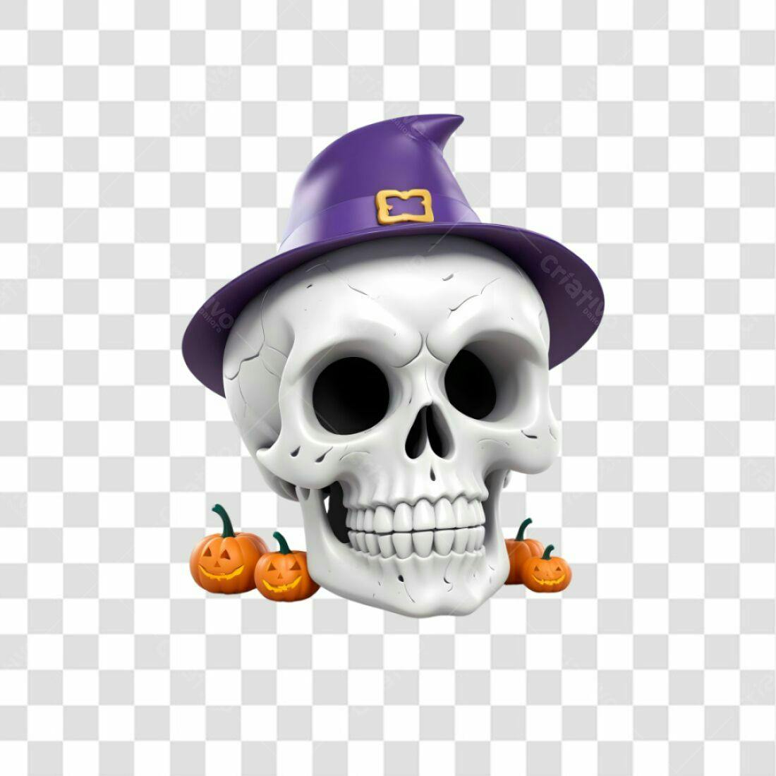 Icone Halloween Caveira com Chapéu PNG com fundo transparente