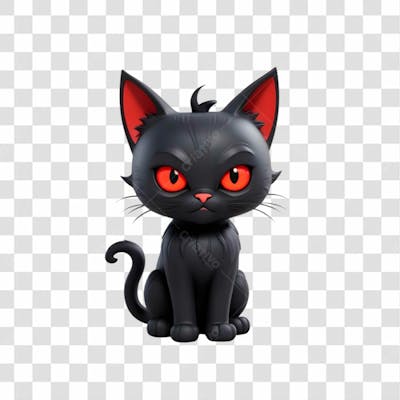 Ilustração 3D De Gato Preto De Halloween 1