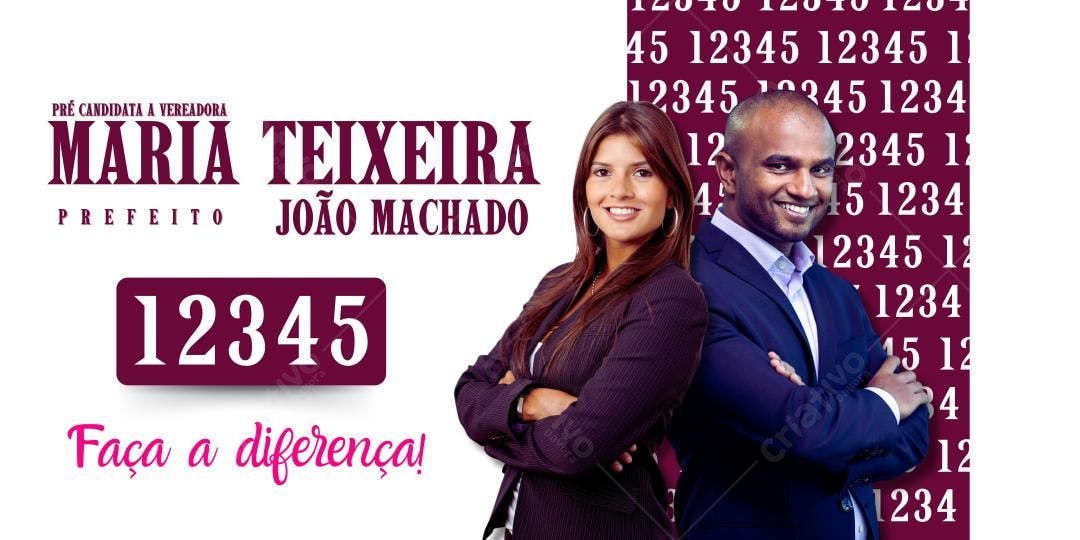 Banner Eleitoral com Fotos Editável no Canva