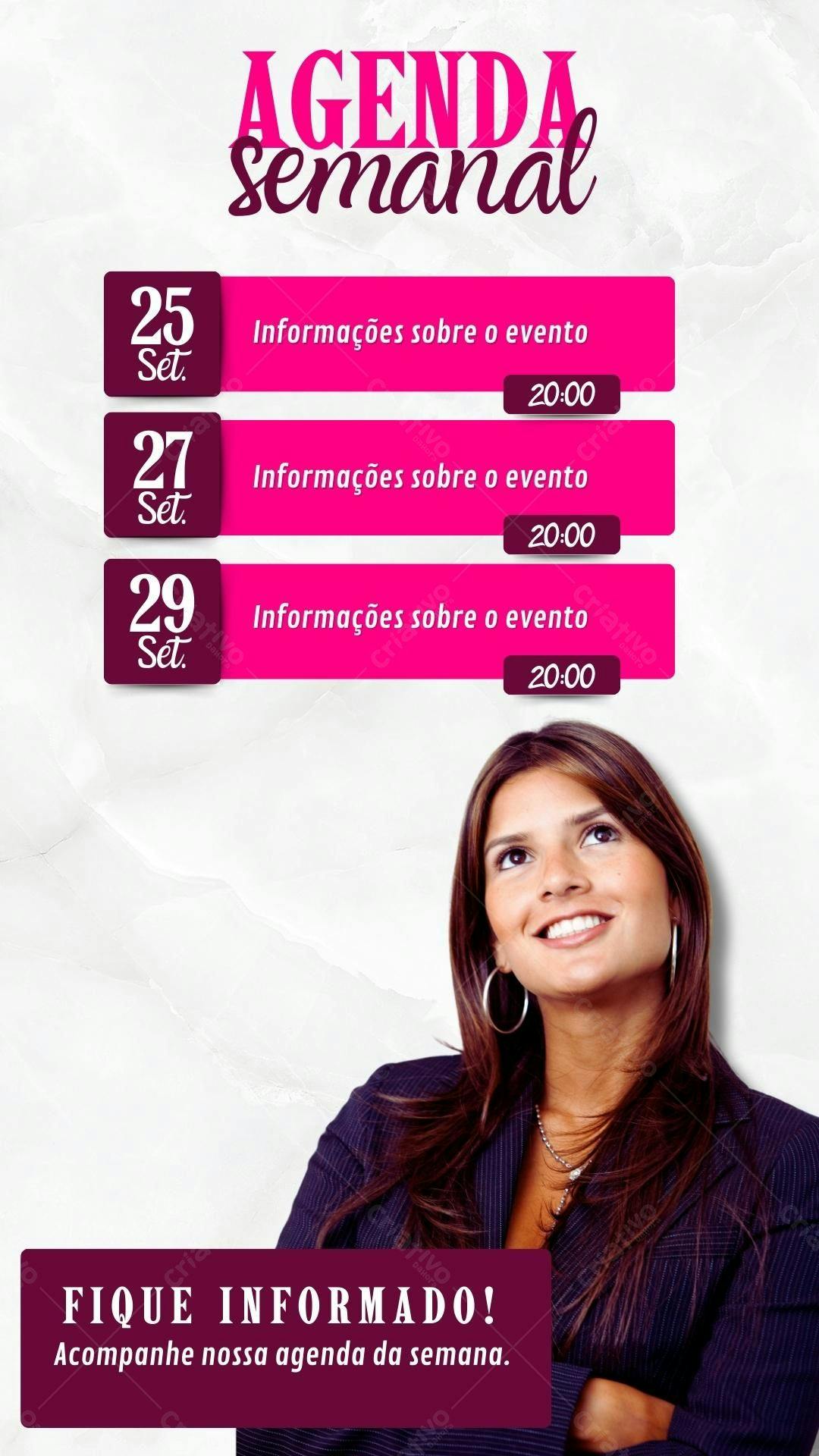 Template de Agenda Semanal Rosa e Vinho Editável no Canva