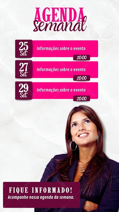 Campanha política rosa e branco story de agenda semanal