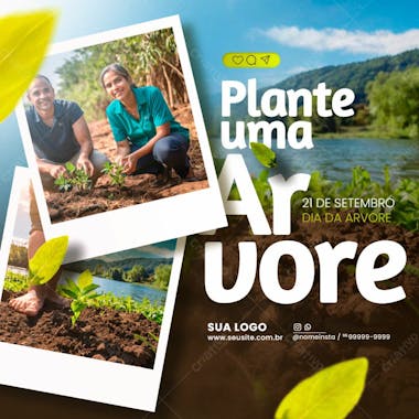 Plante uma arvore e preserve 21 de setembro social media psd editável