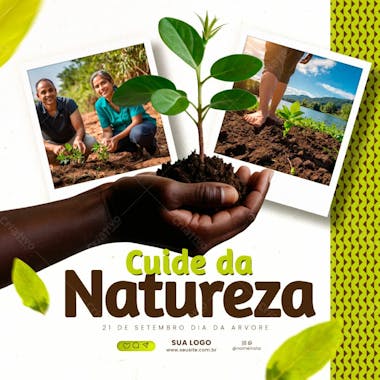 21 de setembro dia da arvore cuide da natureza social media psd editável