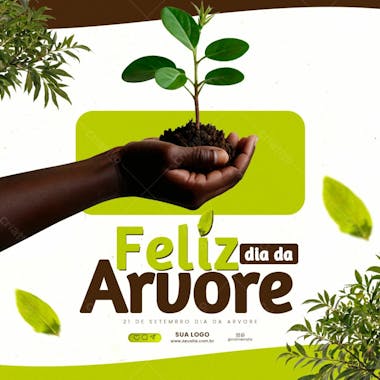 Feliz dia da arvore plante uma arvore social media psd editável