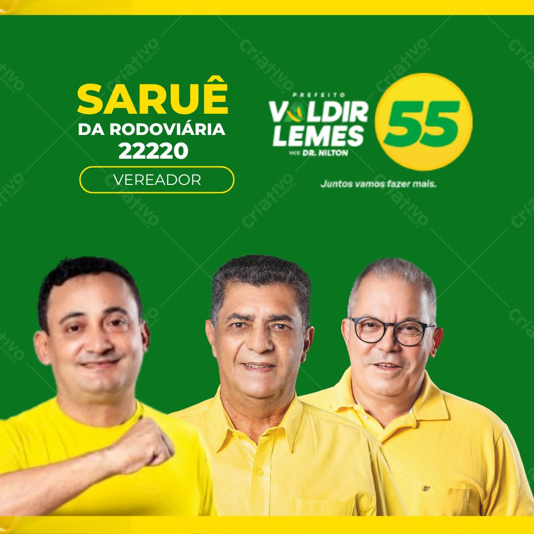 Postagem Política para Redes Sociais com Fotos de Candidatos Editável no Canva