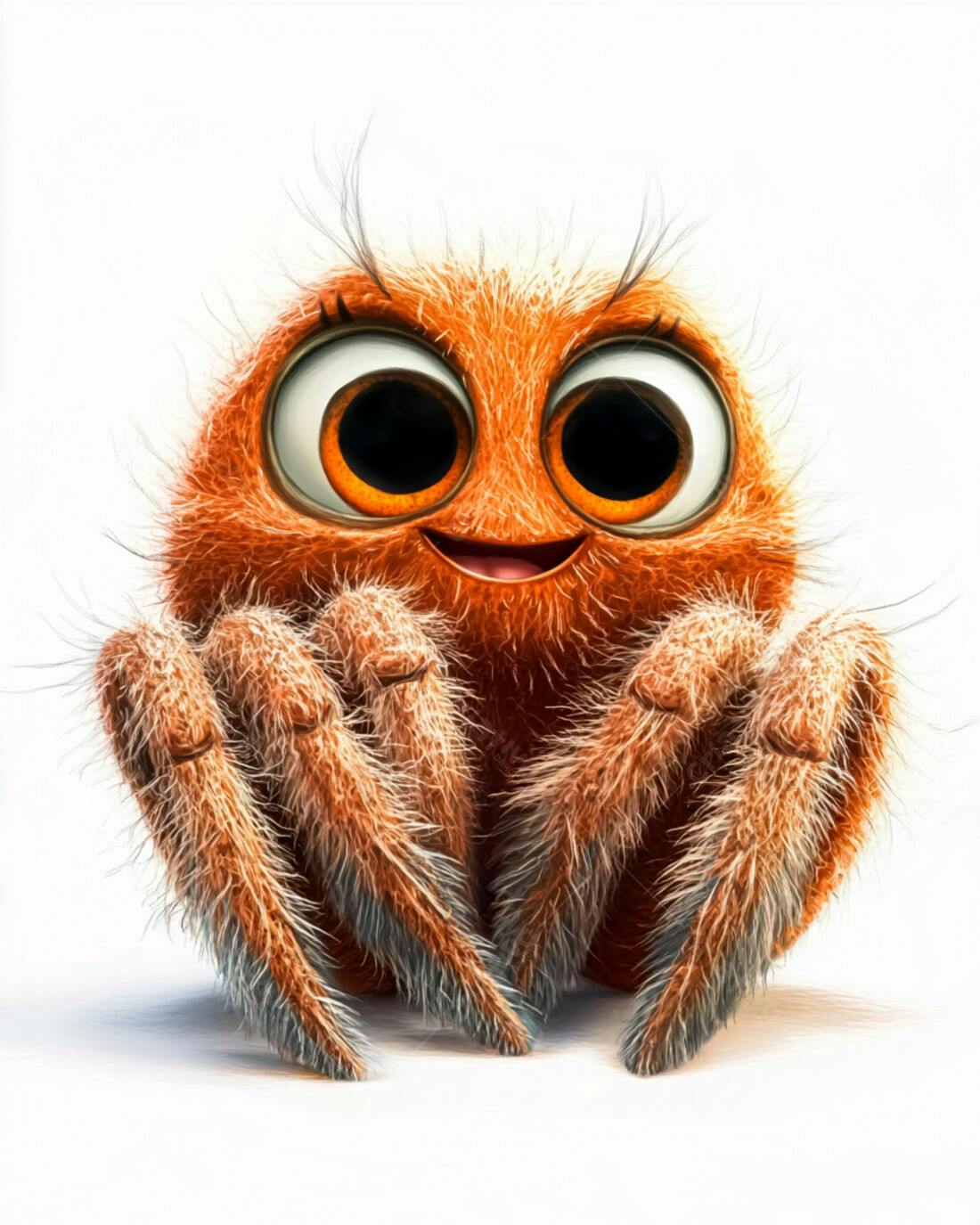 Aranha fofa laranja sorrindo
