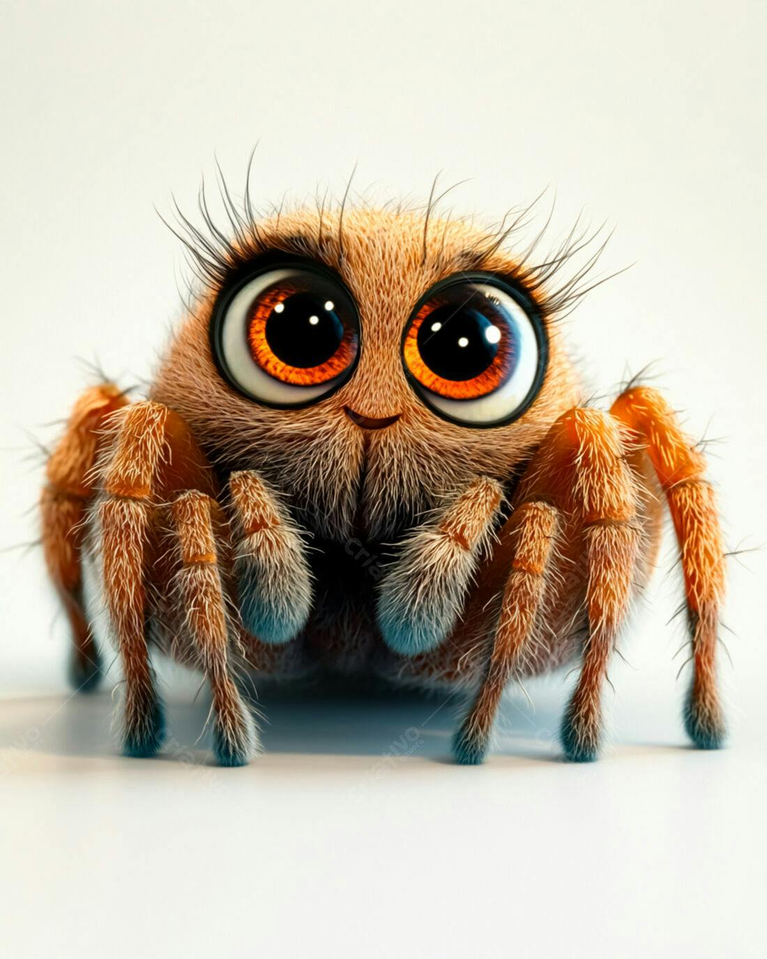 Aranha fofa com olhos grandes fundo branco
