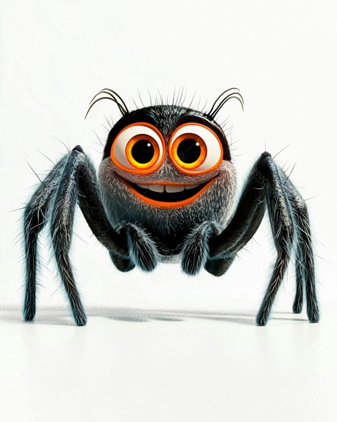 Aranha fofa sorrindo fundo branco
