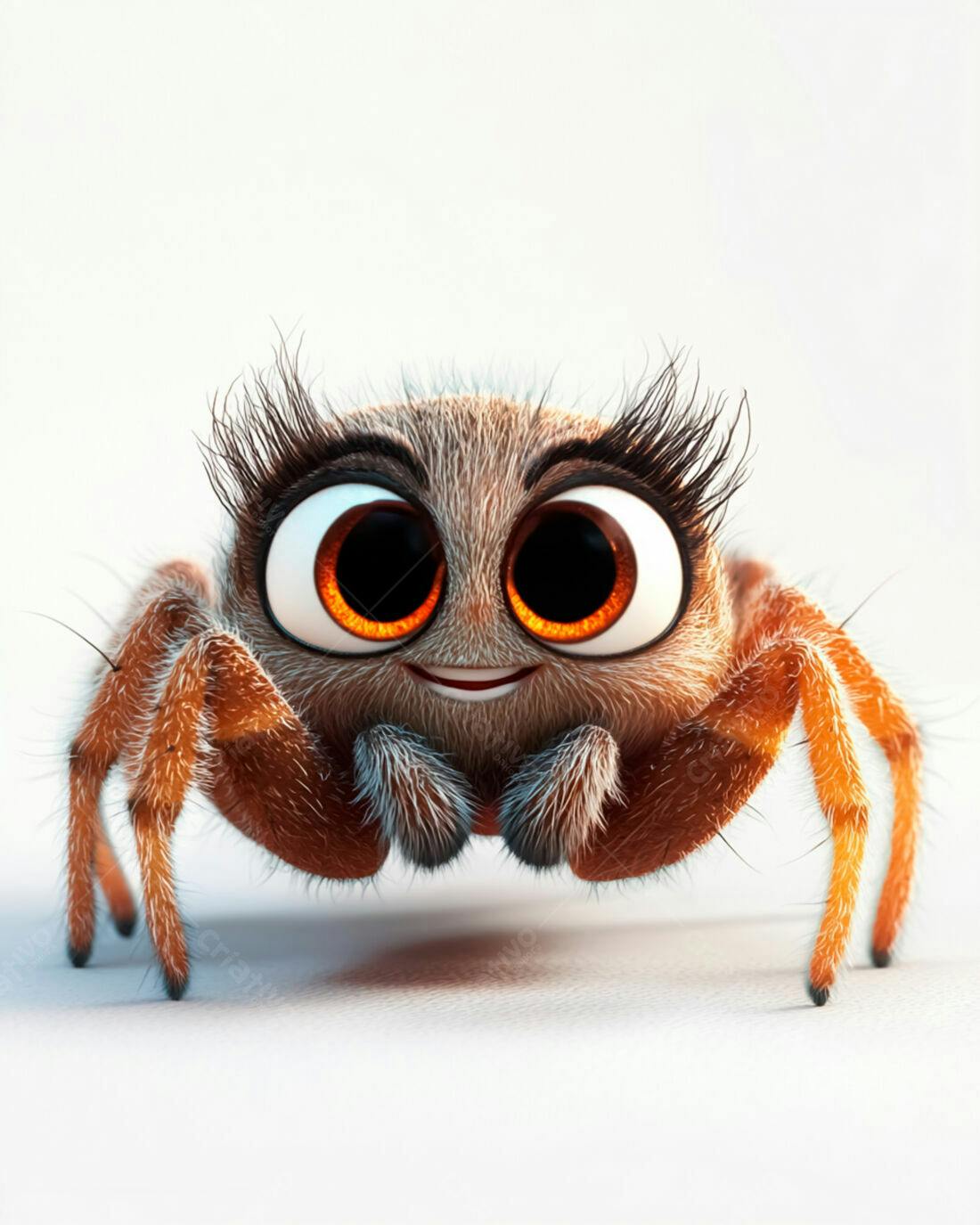 Aranha fofa com grandes olhos laranja